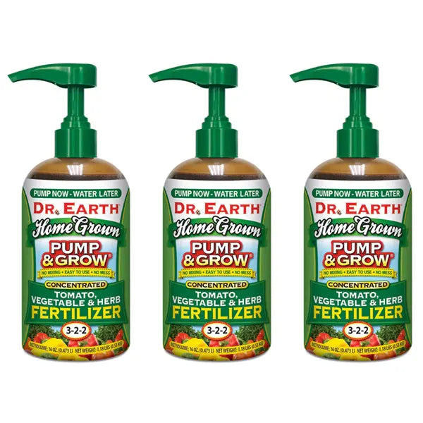 3 Pack - Dr. Earth Pump & Grow Organic Tomato Vegetable & Herb 3-2-2 Fertilizer 16oz Dr. Earth